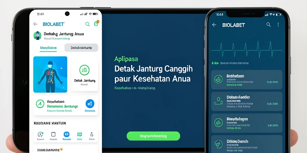 Tampilan antarmuka utama BIOLABET menampilkan pengukuran detak jantung secara langsung.