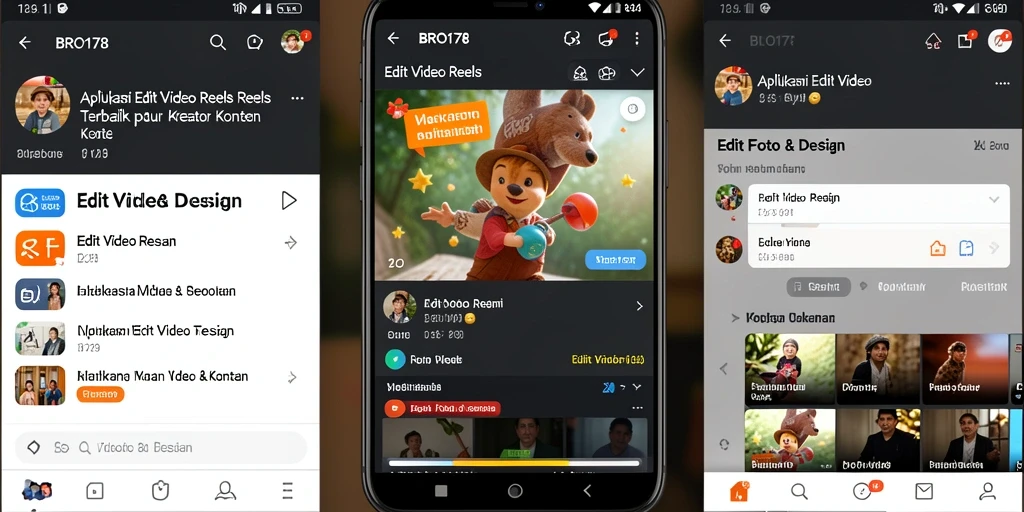 Tampilan antarmuka BRO178 dengan fitur Edit Video Reels yang menarik.