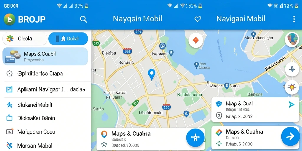 Antarmuka aplikasi BROJP yang mudah digunakan untuk navigasi mobil.