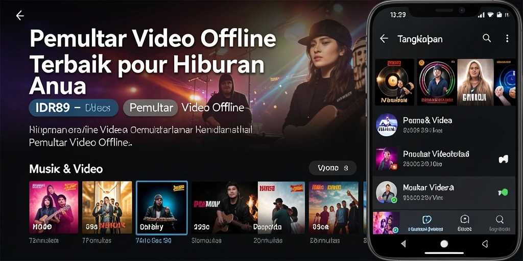 Tampilan antarmuka IDR89 dengan fungsi Pemutar Video Offline yang praktis.