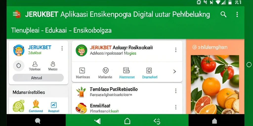 Tampilan antarmuka pengguna aplikasi JERUKBET yang interaktif.