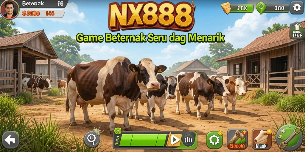 Tampilan antarmuka <strong>NX888</strong> saat pengelolaan peternakan.