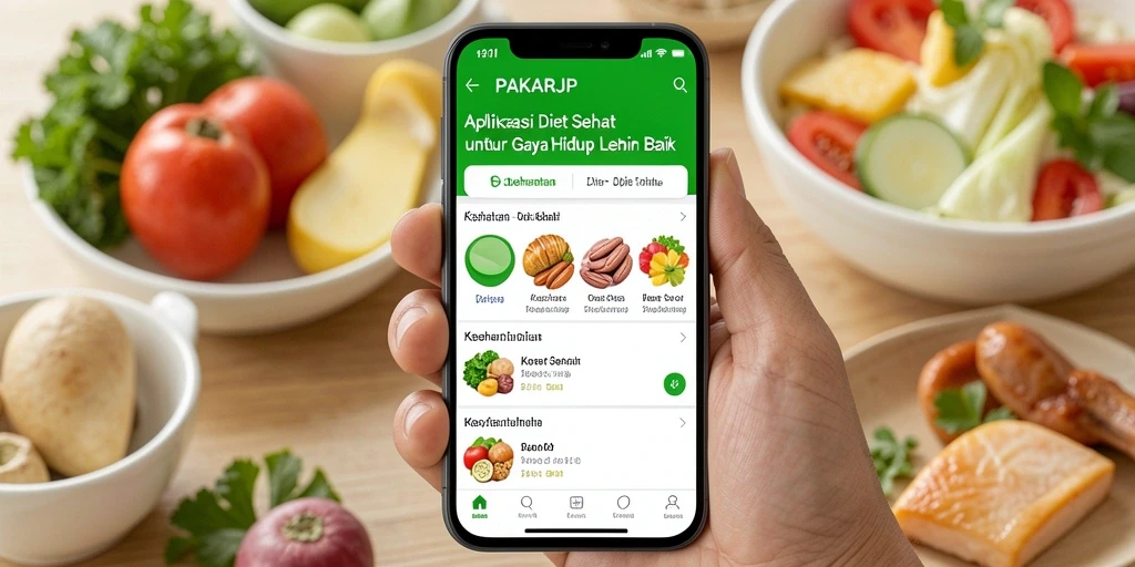 Antarmuka pengguna PAKARJP yang menarik dan fungsional untuk Diet Sehat.