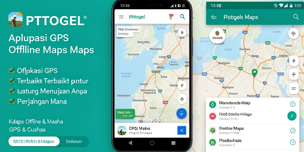 Tampilan antarmuka pengguna PTTOGEL dengan fitur navigasi GPS Offline.