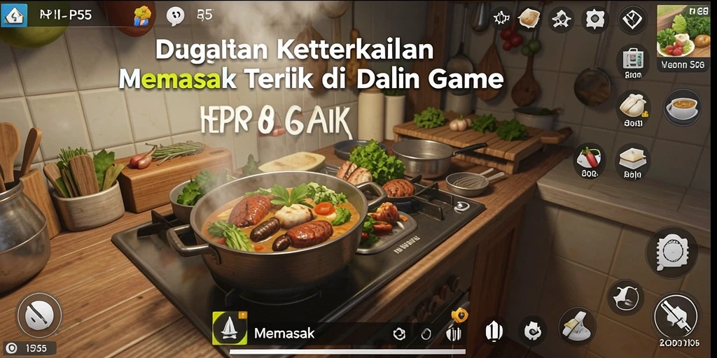 Tampilan antarmuka game Memasak dengan berbagai pilihan hidangan.