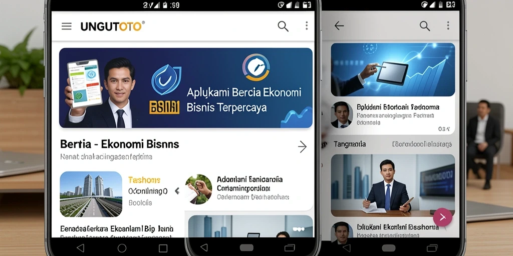 Antarmuka aplikasi UNGUTOTO menampilkan berita ekonomi terkini dengan jelas.